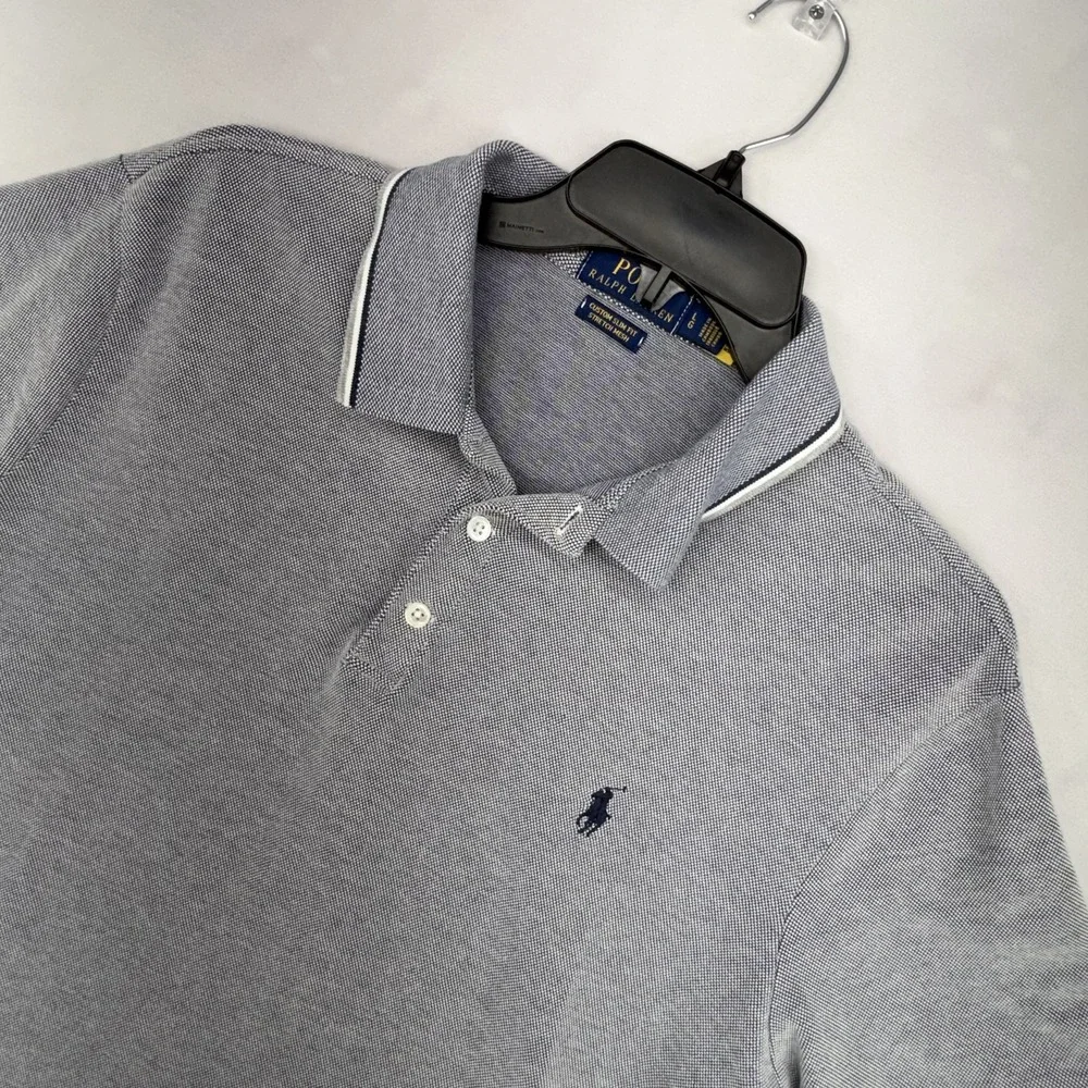 Polo Ralph Lauren Mens Custom Slim Fit Stretch Mesh Polo Shirt Gray Large